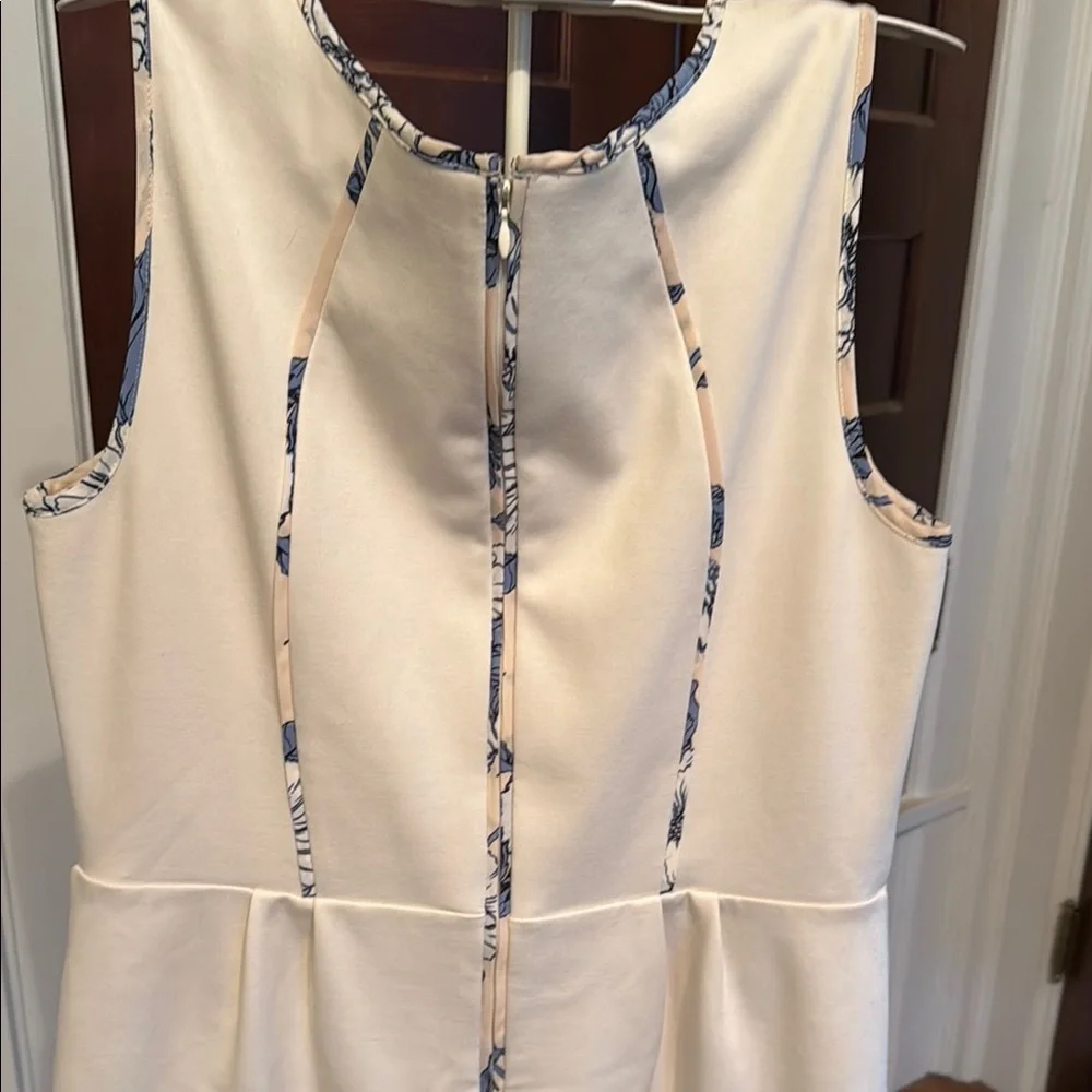 Ann‎ Taylor  Dress in Classic ivory w/ floral patterned piping. Worn about 4x